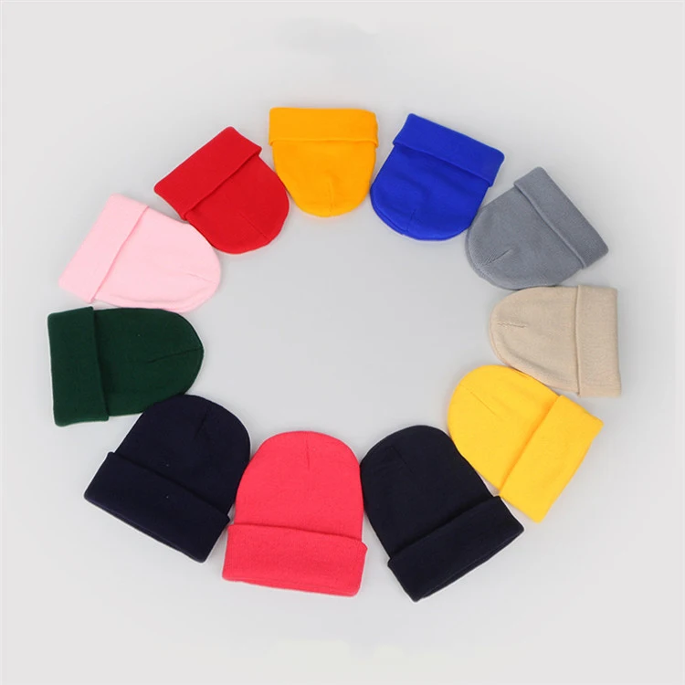 Wholesale cheap winter hat custom blank plain knitted beanies