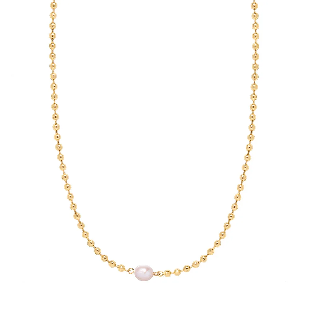 

Joolim Jewelry 18K Gold Plated Fresh Water Pearl Beads Chain Necklace Stainless Steel Jewelry Wholesale