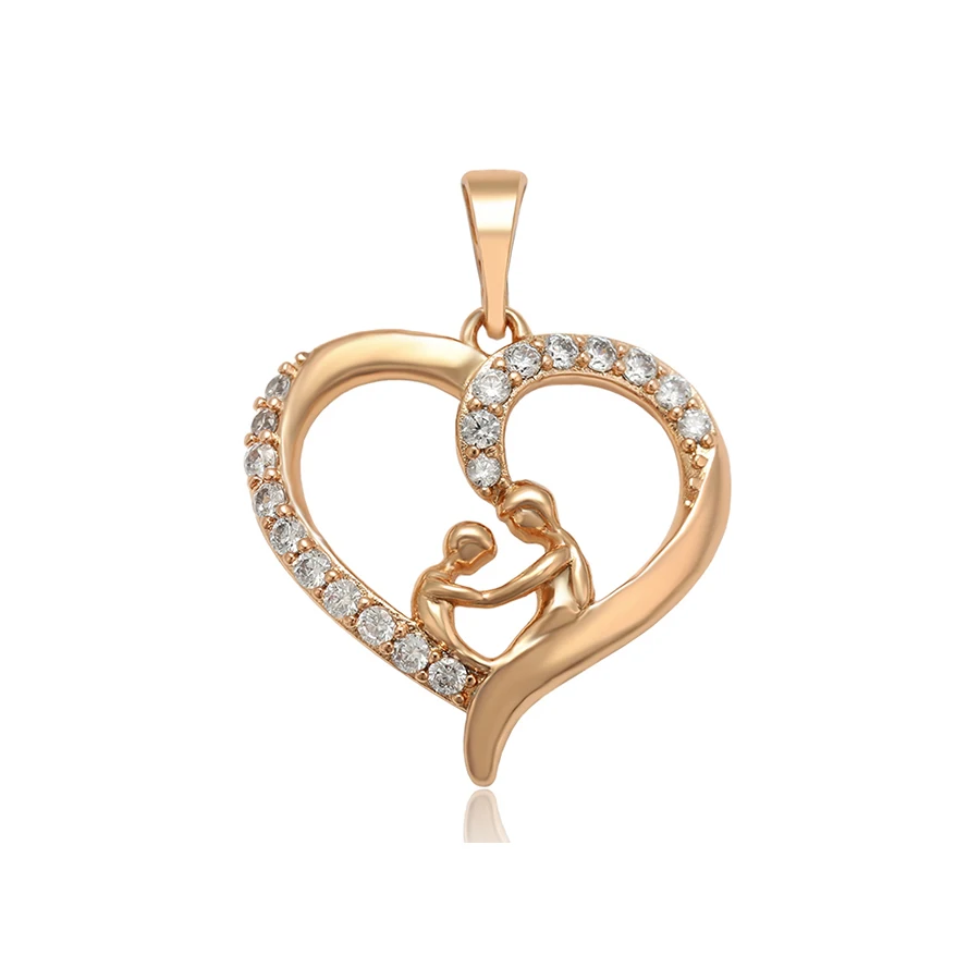 

35443 Xuping Christmas promotional gift stone heart-shaped pendant gold jewelry Pendants & Charms, White