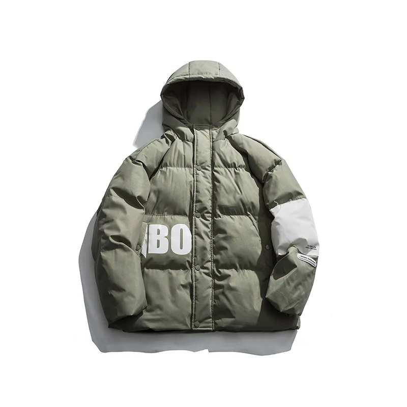 

Men's fashion coat winter windproof monogrammed loose hooded bomber jacket