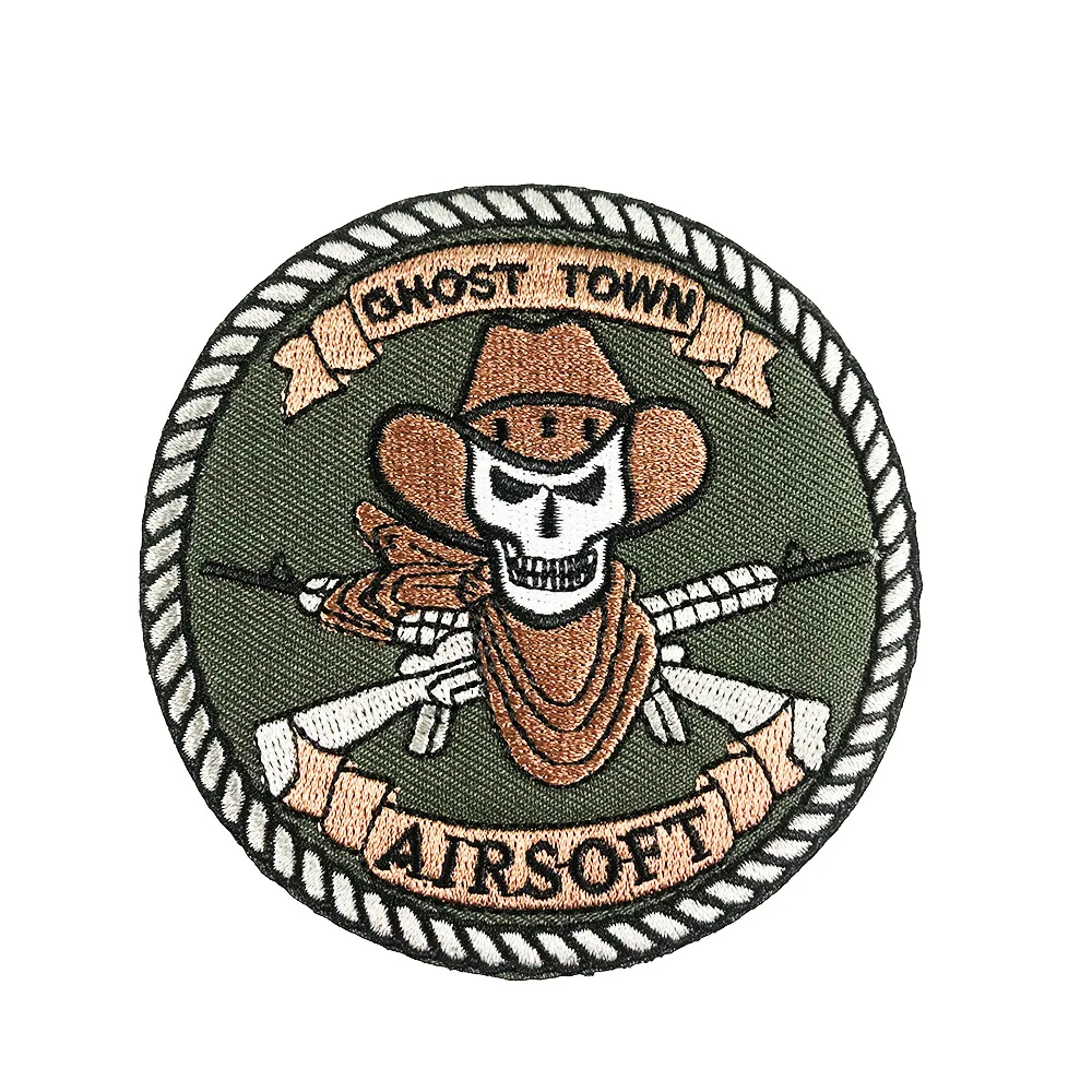 

Custom Embroidery Patches Cowboy Airsoft Embroidered Iron On Patches For Clothing, As picture shows