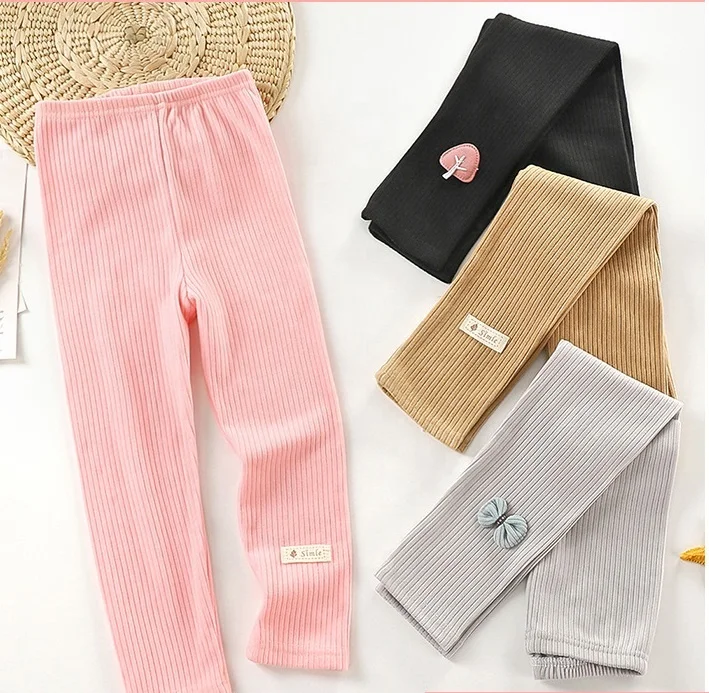 

Children Classic Solid Ribbed Comfortable Pants Baby Girls 1-6 Year Newborn Infant Autumn winter Plain Leggings Trousers