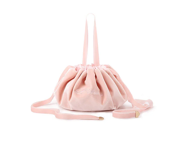 

YREASHII Embroidery Logo large-capacity Lazy Drawstring lady Makeup Bag Pink Velvet 2 Pc Set Travel Bathroom Toiletry Bag