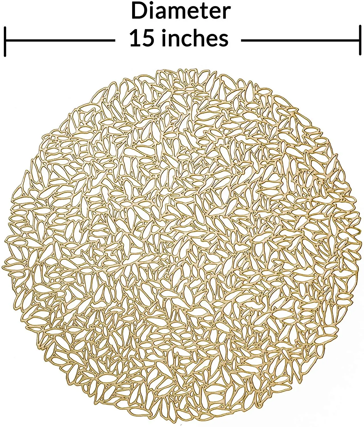Round Gold Vinyl Placemats Durable Nonslip Heat Resistant Golden Metallic Pressed Vinyl