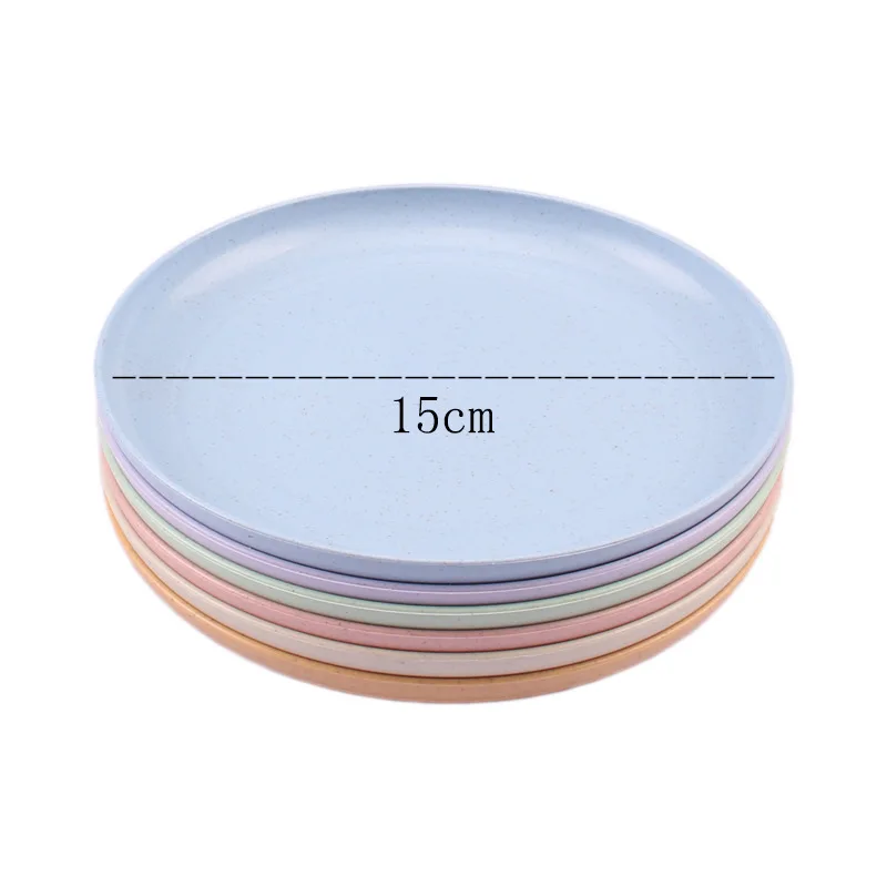 

15cm Bone-spit Dish 6 Pcs Wheat Straw Household Cake Candy Dish Restaurant Round Dish