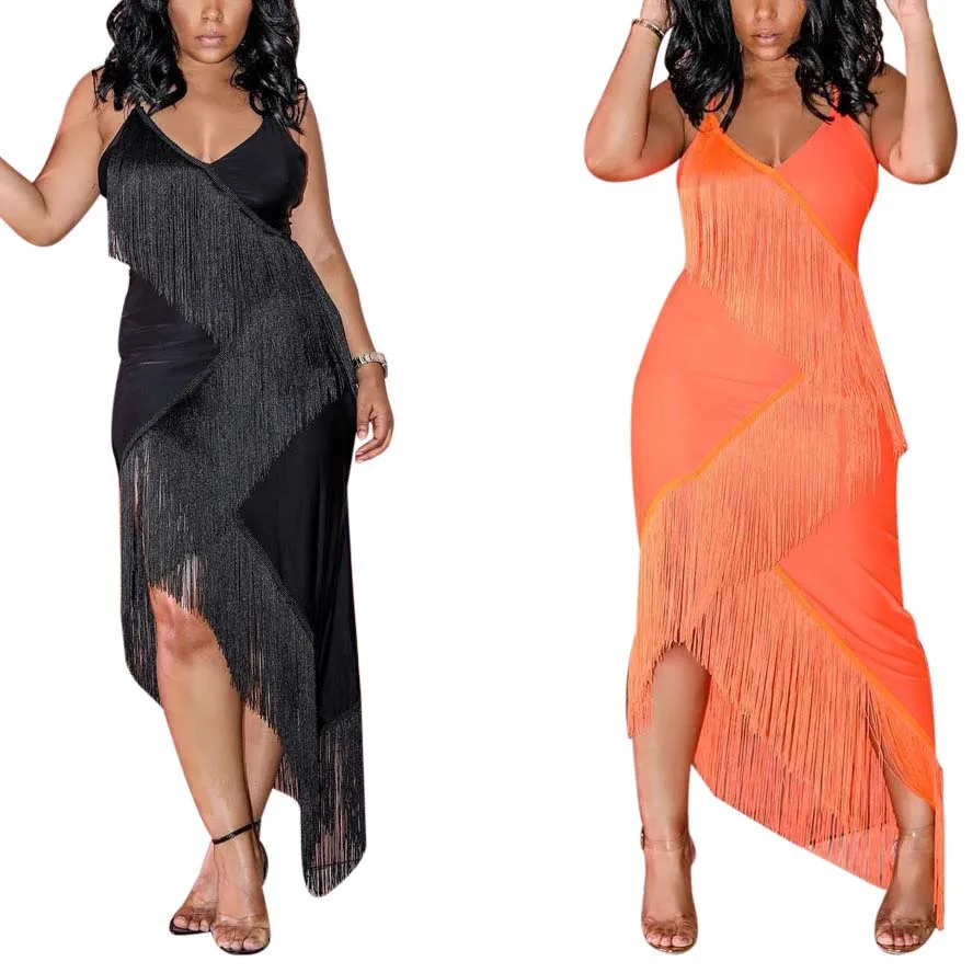 

FS0840D Hot sale western Ladies tassel dress