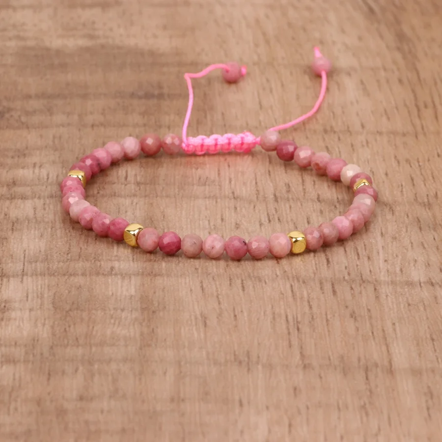 

4mm Natural stone faced beads bracelet yoga meditation friendship handmade adjustable charm healing bracelets for women jewelry