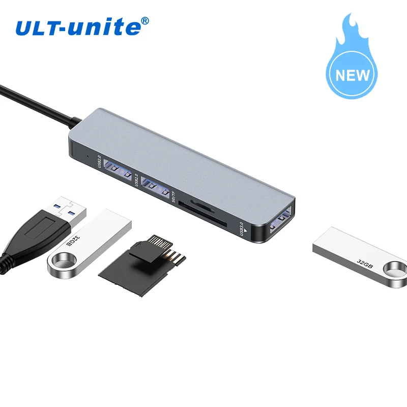 

ULT-unite 4 port hub docking station Multi-function hub 0.175M USB AM/CM TO USB3.0*4+CF USB 4 in 1 hub