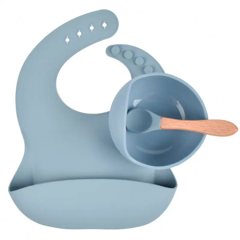 

OEM/ODM BPA Free Baby Eating Set Bib Spoon Bowl Silicone Bib Tableware Set