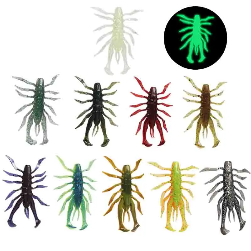 

6.1g Silicone Baits Shrimp Bass Fishing Tackle Luminous bait shrimp plastic, 10colors