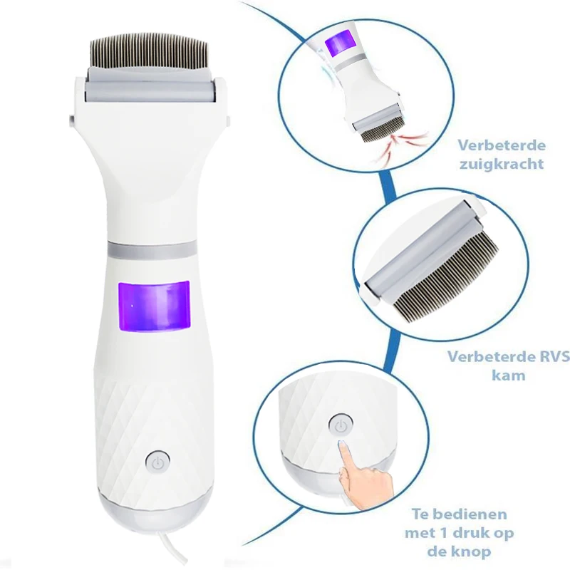 

vacuum comb lice machine Flea Remover Electric Head Lice Comb Treatment electric lice remover vacuum eliminate, White+blue