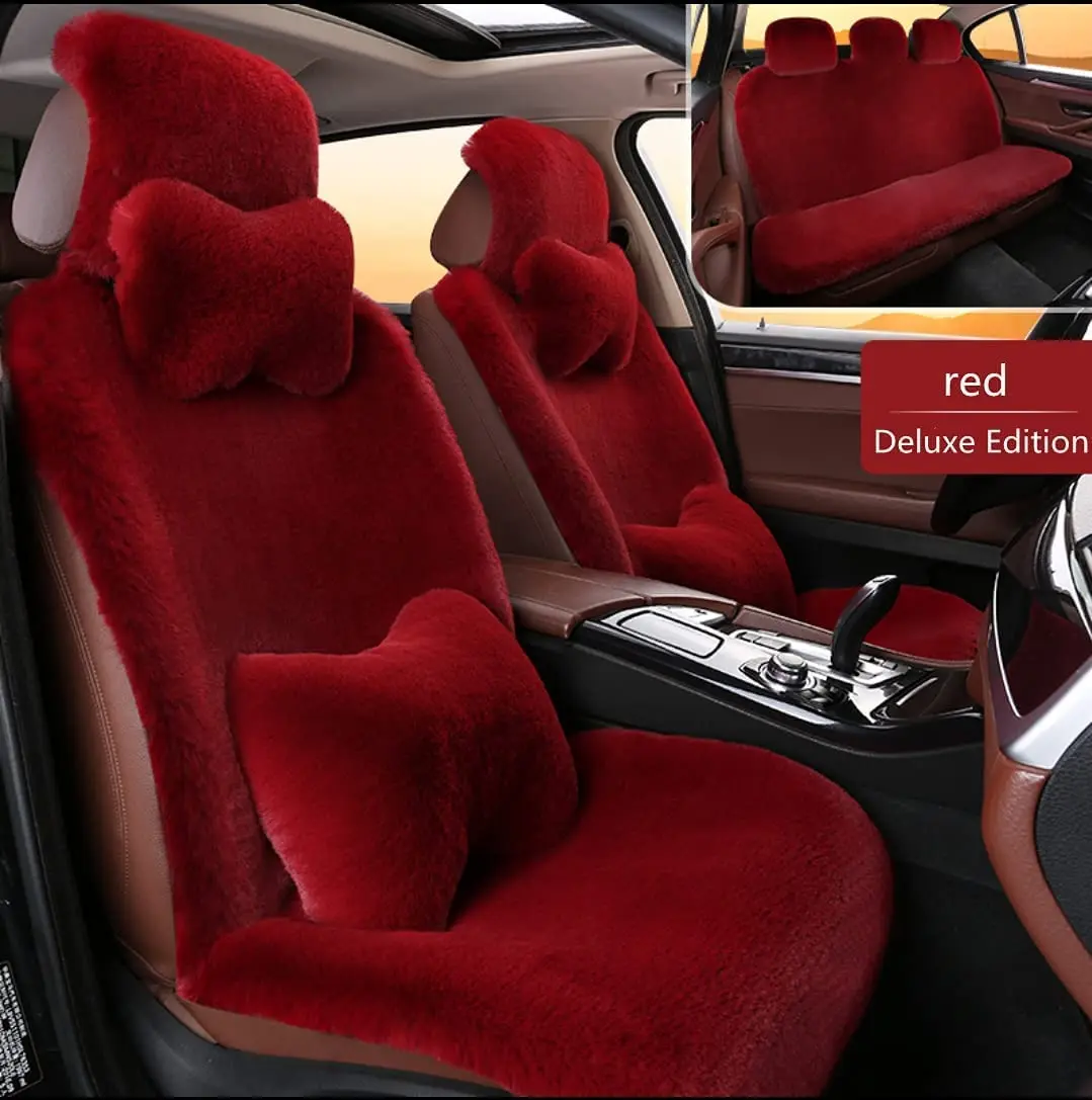 

Muchkey Luxury Universal Faux Rabbit Fur Car Seat Covers Soft Long Warm Seat Cushion Winter Protector for Cars Seat Covers