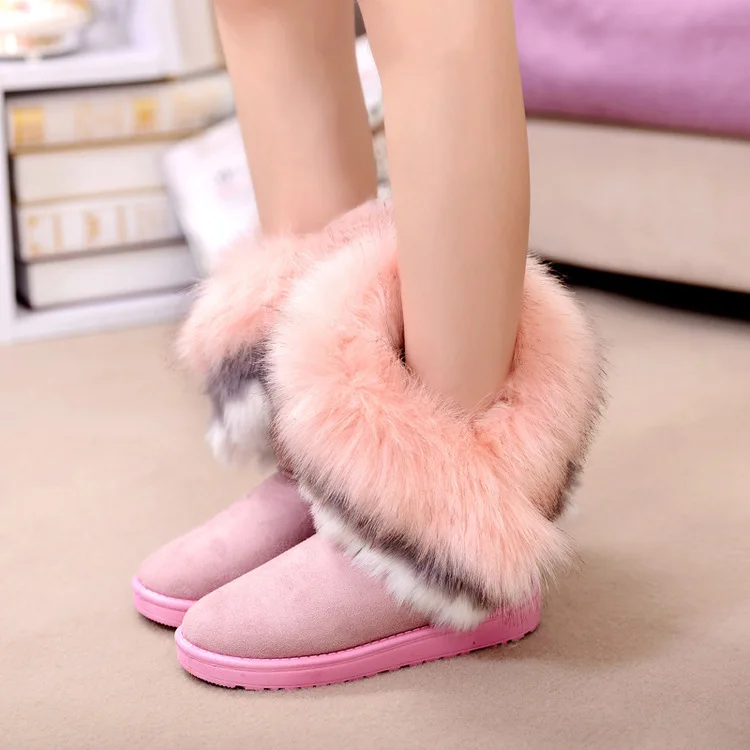 

Hot selling rubber shoes suede bottes warm fur winter boot snow boots