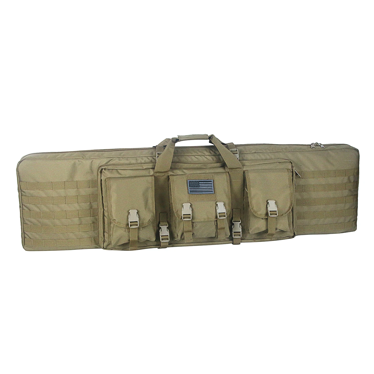 

US Inventory 48 inch molle carrying assault military outdoor tactical airsoft dual soft rifle case gun bag, Khaki-gun bag