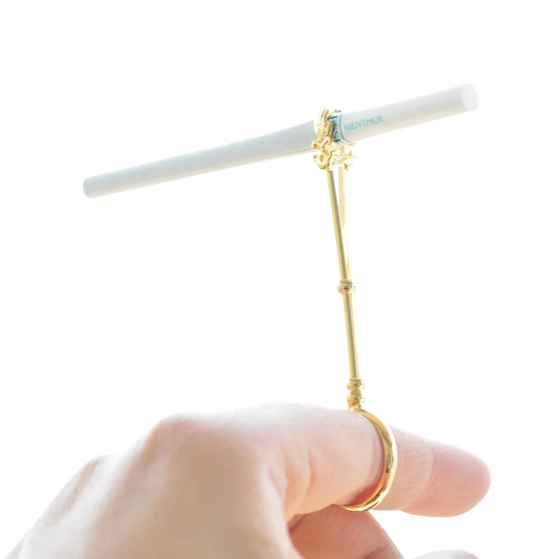 

Personality creative adjustable cigarette holder metal men accessories ring, Silver, gold