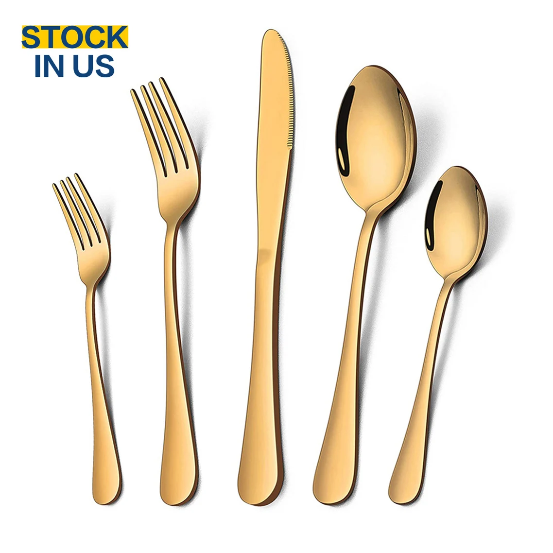 

US stocks cutlery sets luxury wed spoon and fork stainless steel black gold silverware cutlery flatware sets, Silver, black, rose gold, gold