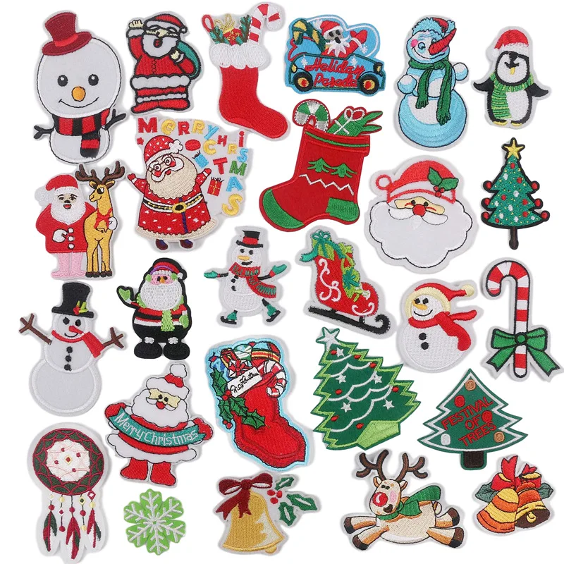 

2021 Wholesale Cheap  Stock Popular Iron On Christmas Embroidered Patches