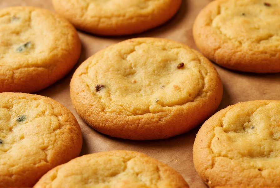 Close-up of perfectly baked chilli pepper cookies with visible spice flecks on golden brown surface