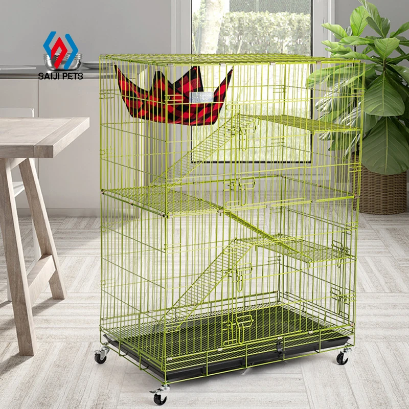 

Saiji wholesale three layers stainless chicken coop rabbit playpen large portable outdoor metal enclosure pet cat dog cage, Green, purple, customized color