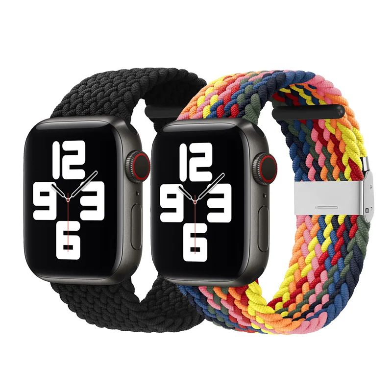 

New arrival braided solo loop band for apple watch 6 se sport nylon strap for apple watch fabric bands with buckle, Multi color
