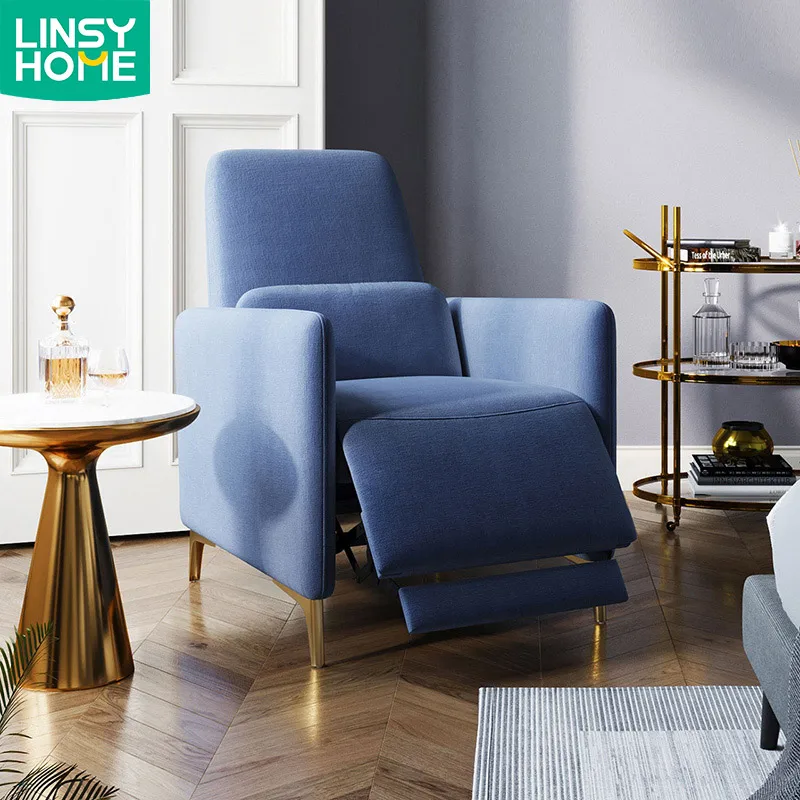 Living Room Modern Fabric Single Arm Recliner Sofa Chairs With Footrest