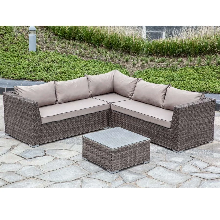 
Modern Design Outdoor Furniture Garden Wicker Corner Sofa Set Quality Rattan Garden Furniture 4-Piece Sectional Set 