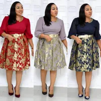 

Beautiful African Printed Pleated A-Line Dress Plus Size Clothing