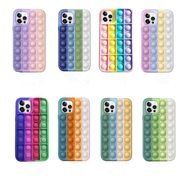 

Pop-It Stress Relief Phone Case Silicone Fidget Toys Case For Iphone 11 12 Pro Max