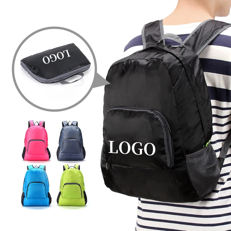 

Custom Logo Outdoor Foldable Backpack Lightweight, Pink/black/deep blue/green/grey