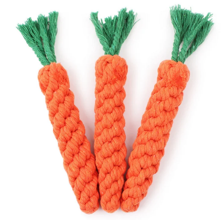 

Wholesale Carrots Dog Rope Toy Durable Dog Toy Set 23cm Long Braided Dog Chew Toy, Orange