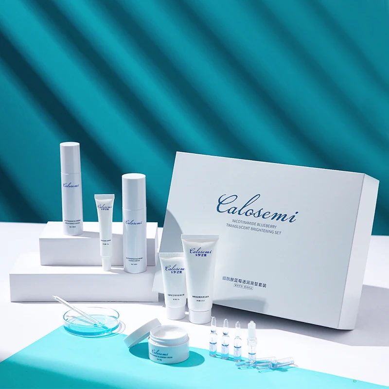 

Calosemi 12pcs/boxes Skin Care Gift Kit Acne Rejuvenating Moisturizing Nicotinamide Blueberry Face Skin Care Set