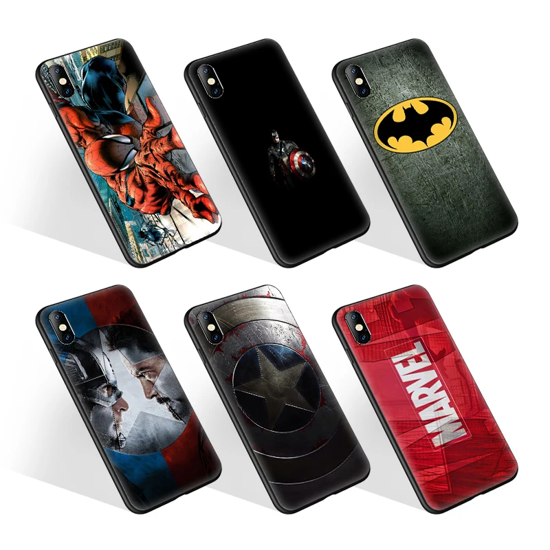 

Custom Print Superhero Black TPU Phone Case shockproof Cover for Samsung S20 for iPhone 12 XS 11 cellphone bags & case