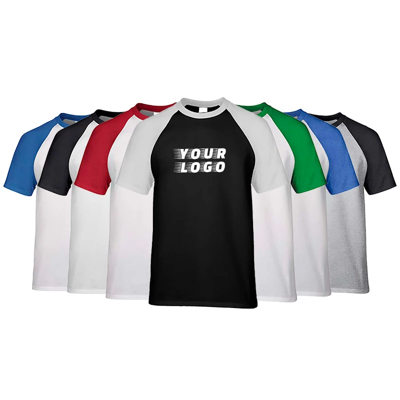 Vintage Baseball Shirt Spliced Sleeves Custom Printed Logo Short Sleeve Knitted Eco-Friendly Quick Dry Summer Cotton T-shirt