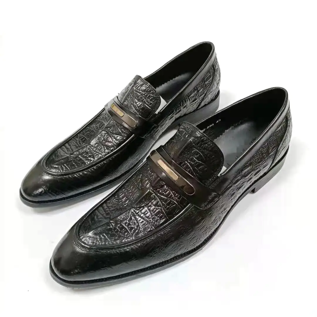 

Luxury Black Genuine Leather Shoes Male Formal design suit Shoes new style hot sale animal prints slip on large size hand made