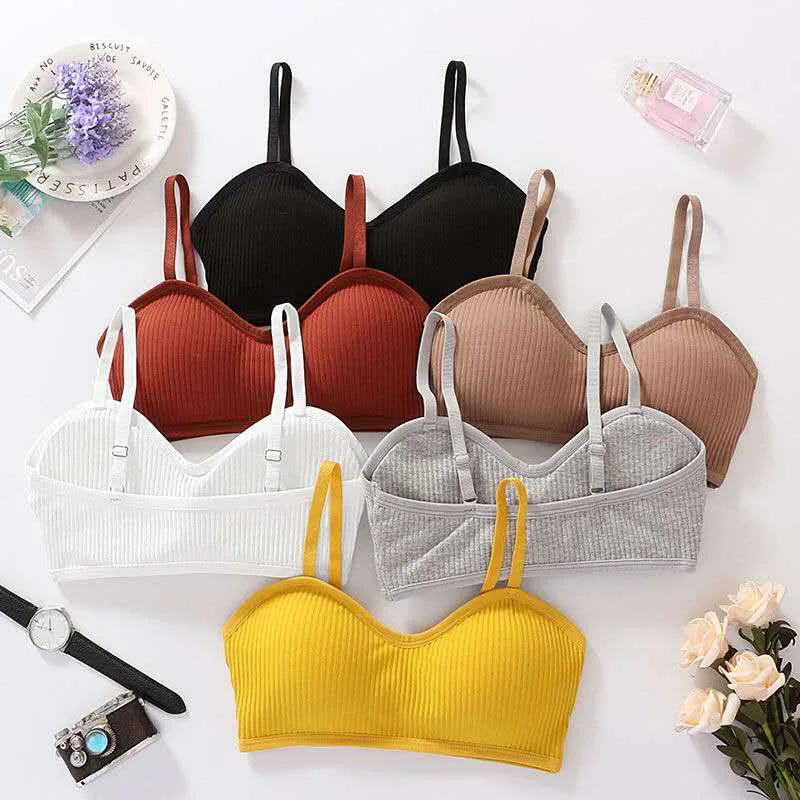 

wholesale factory price teen girls bandeaus strapless half cup bras seamless women free size bandeau bras tube cotton bralette, Black, green, yellow, orange, white, brown