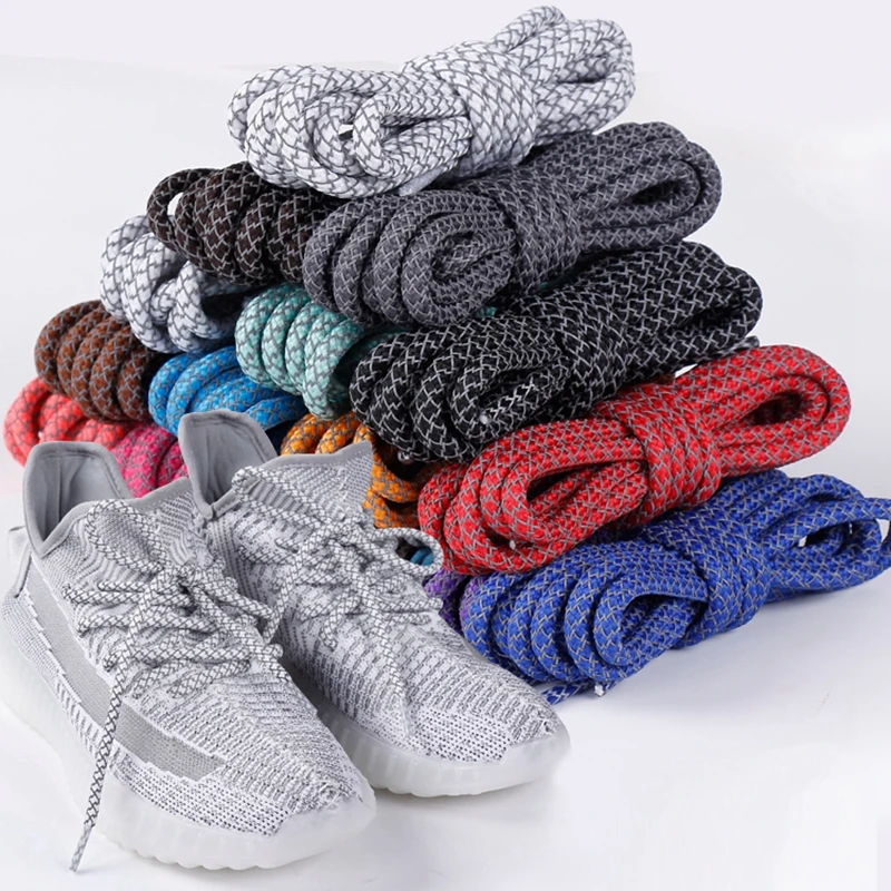 Reflective Round Polyester Shoelaces for Men and Women Sneakers and Boots Safety
