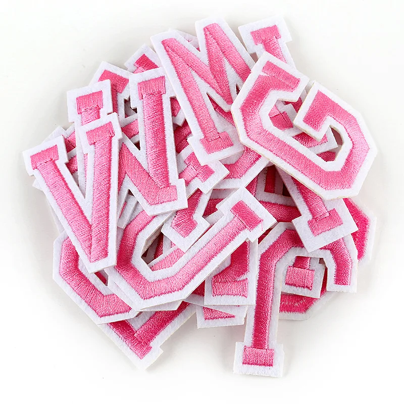 Red Sequin Letter Patch Patches Iron On Sew on Retro Alphabet Embroidery Clothes