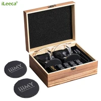 

iiiMY Whisky Stones Gift Set - 8 whiskey rocks + Stylish Wooden Box + Slate Table Coasters