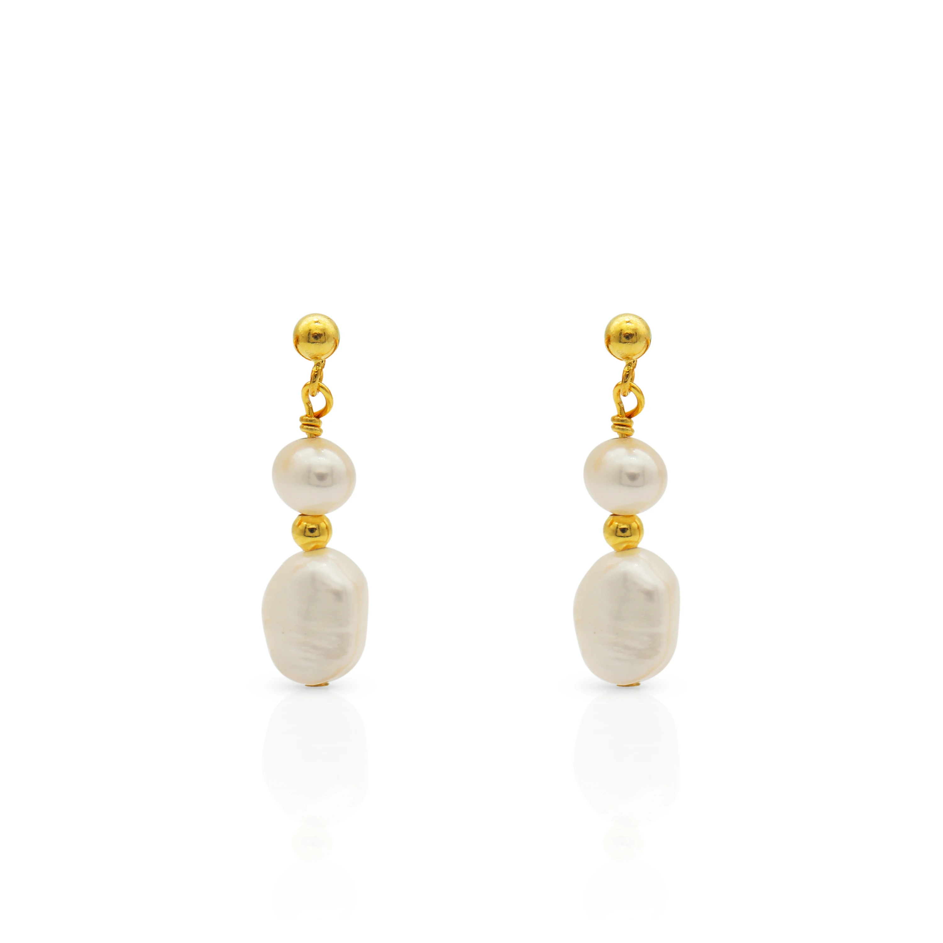 

Chris April vintage 925 sterling silver gold plated cultured baroque pearl droop earring