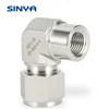 Female Elbow Double Ferrule Compression Tube Fittings Stainless Steel 316 6000psi Forged Body 1/2 od Duplex Monel