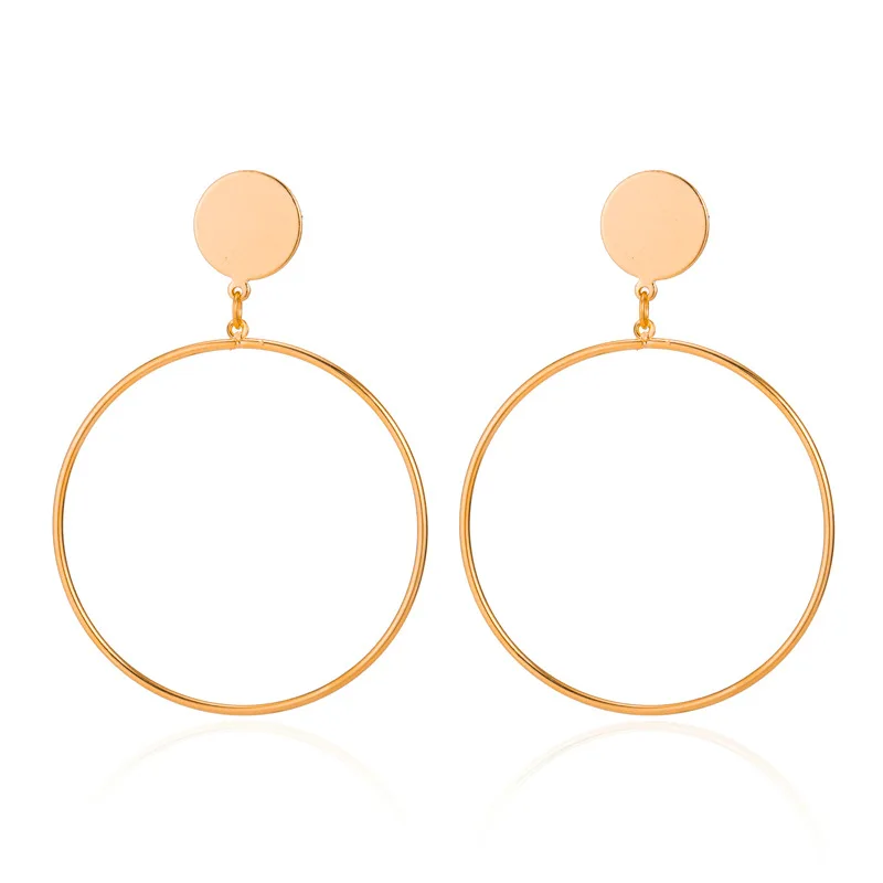 

JUHU New gold silver circular geometric alloy ear buckle simple and small earrings classic metal alloy jewelry for women