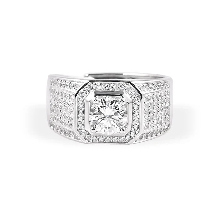 

18k gold plated moissanite men rings silver 925 ring