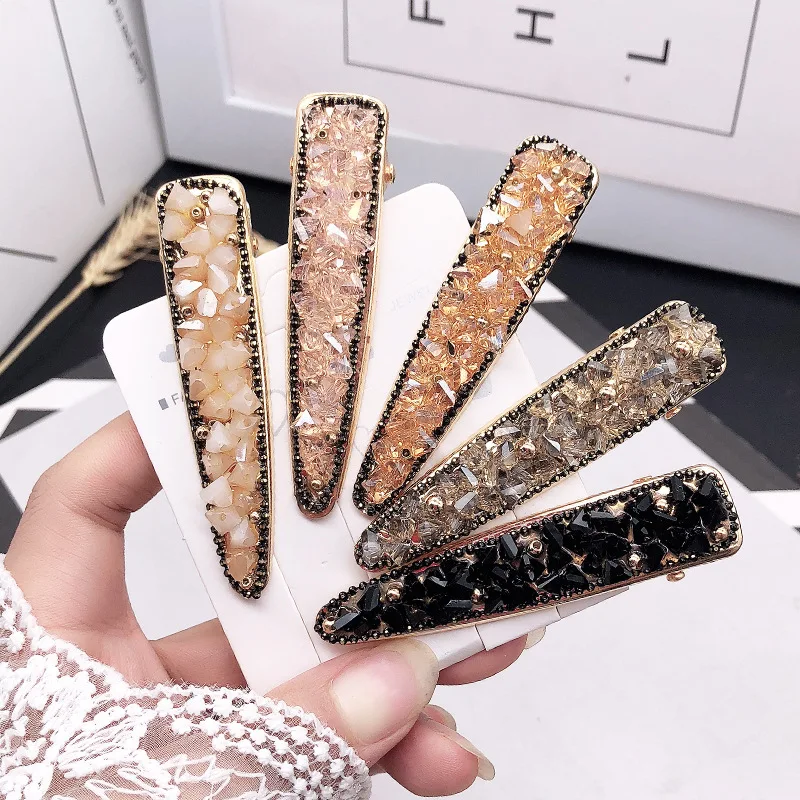 

Luxury Super Flash Crystal Hairpin Rhinestone Bangs Clip Side Hair Accessories for Women