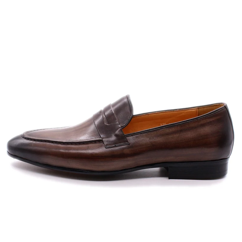 

New style italian loafer genuine leather luxury shoes casual men, Brown/black/dark brown