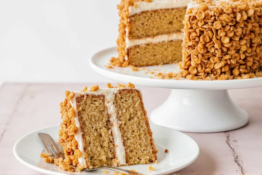 Cinnamon toast crunch cake slice with ice cream