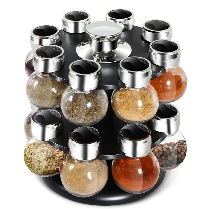 

16-Jar Revolving Spice Rack Organizer with Free Spice