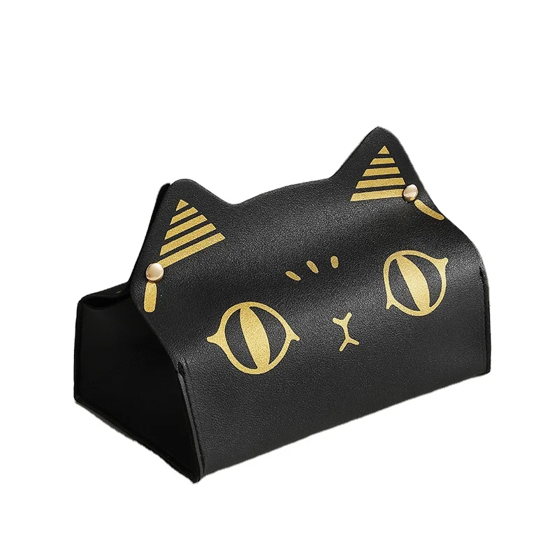 

Table Decoration Cute Napkin Holder Dispenser Home Office Dining Table Black Tissue Case Box Cat Shape