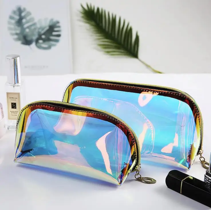 

Fashion Clear Pvc Cosmetic Bag Wholesale Laser Holographic Cosmetic Bag Private Label Tpu Transparent Waterproof Makeup Bag