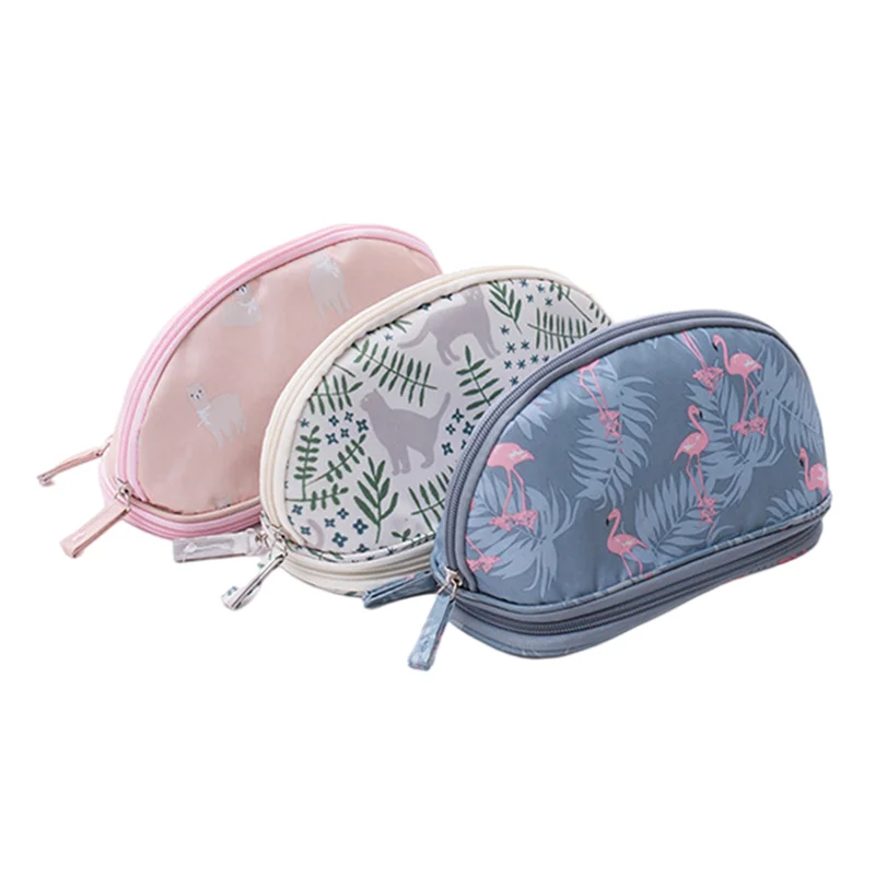 

Double Layer Flamingo Makeup Bag Women Portable Travel Make Up Case Wash Organizer Storage Toiletry, Transparent