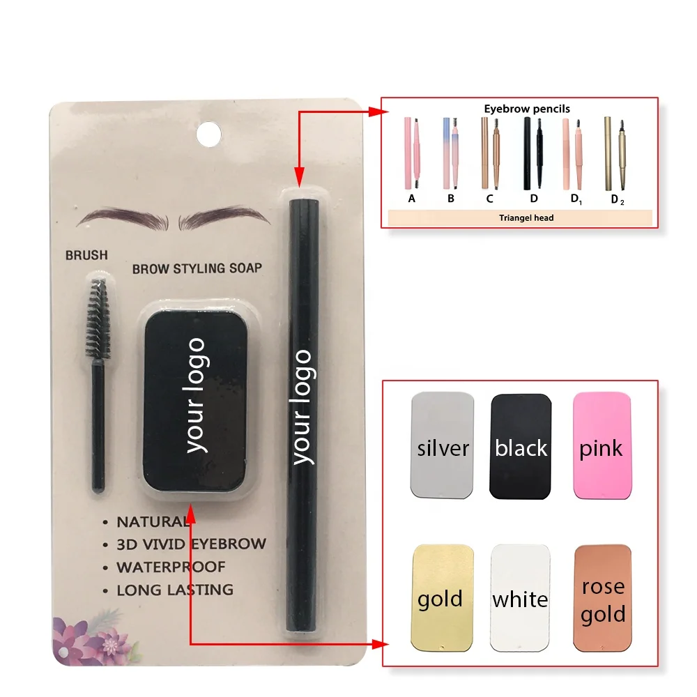 

Eyebrow Eye Brow Freeze Styling Wax Soap Pen Logo Brush Pencil Kit Container